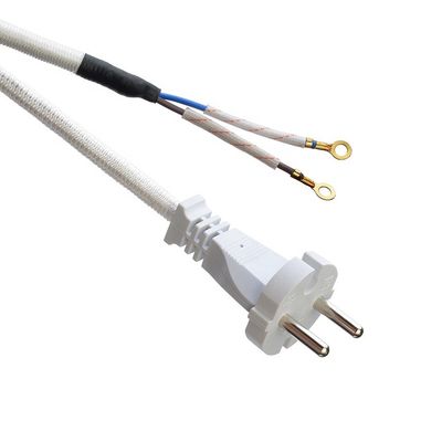 10A/250V PSE 2Pin Plug Power Cord 4.8mm Terminal White SNI with Long-lasting Oxygen Free Bared Stranded Copper