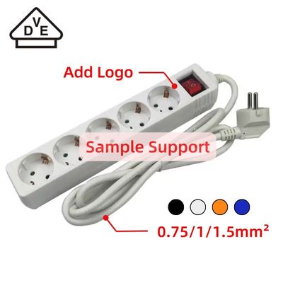 5 ギャング拡張ソケット 3x1.5mm2x5m VDE 柔軟なケーブル電源帯 子供保護と10/16A電流