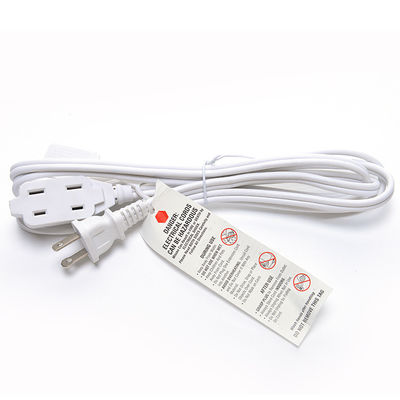 White ETL Standard 2 Pin Plug With 18 AWG Cable Nema 1-15p to 1-15r Male to Female Extension Cord with 13A Rated Current