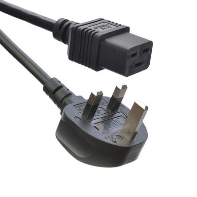 ネットワーク SDK イギリス BS 標準 C5 C19 コンネクタ 3ピン リードライン ストリップ ワイヤ 電源コード 3 角 AC コード 供給 IEC ケーブル 黒