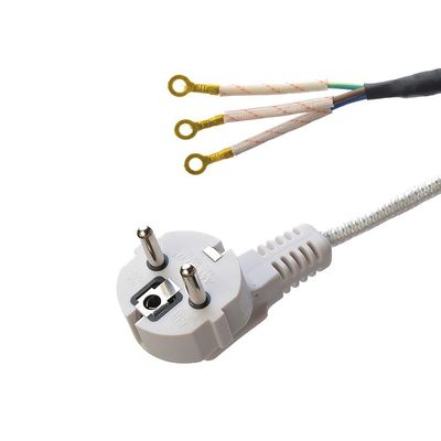 CEE 16A Electric Iron Cotton Cable VDE Black White Ac Power Cord Steam Home Appliance H03RT-F 3x42/0.15mm Male End Type