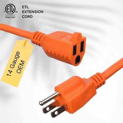 エンドタイプ / 15フィート重用電源コード 3本のSJTW AWG SJTW 外壁の鐘灯に Nema-15 オレンジプラグで延長ケーブル