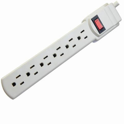 Beige 6 Outlet North American Standard Electric Extension Sockets Power Strip Socket 14AWG Cable 3FT for Home Appliances
