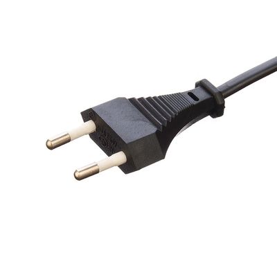 グラウンドしないヨーロッパVDE 2 角丸ピン 2.5A 防水プラグ ブラック電池ケトル用の電源コード延長コード