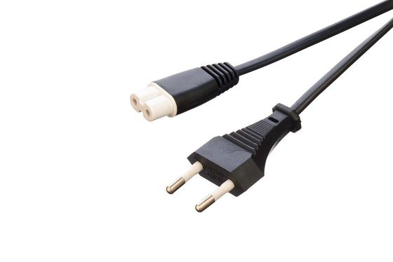 グラウンドしないヨーロッパVDE 2 角丸ピン 2.5A 防水プラグ ブラック電池ケトル用の電源コード延長コード