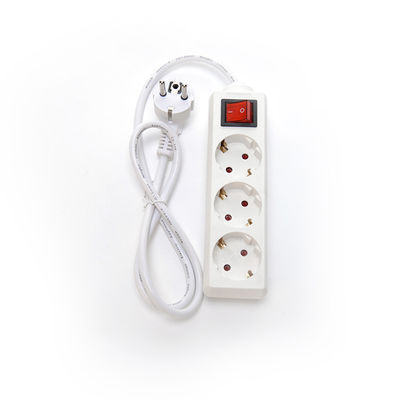 EU標準 3 Way拡張電源帯 スイッチ付き 3x1.5mm2ケーブル 1 メートル 個別ソケット接地 標準接地