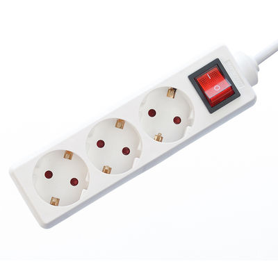 EU標準 3 Way拡張電源帯 スイッチ付き 3x1.5mm2ケーブル 1 メートル 個別ソケット接地 標準接地