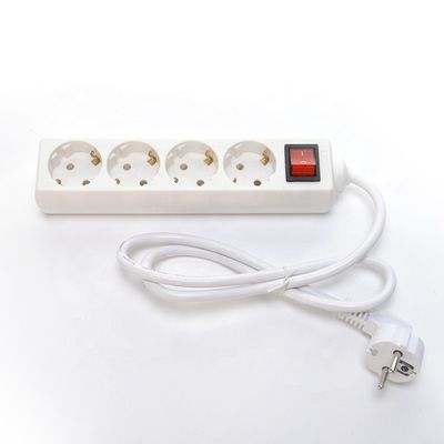 Eu 電源帯 4 つの出力帯 定電10/16A ホワイト・オーバージェス・プロテクターケーブル H05VV-F 3x1.5mm2