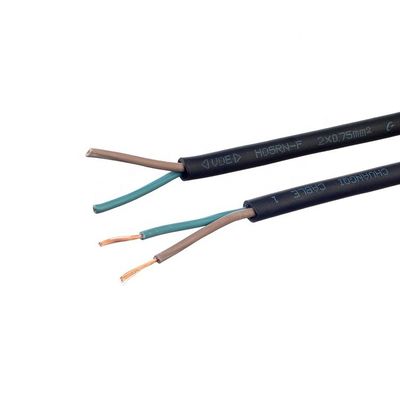 VDE 標準 H05rr f ゴム電源ケーブル 2x0.75 家電用電器 -5Cから70C 2C X0.75MM2 正常セクション