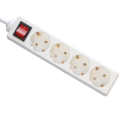 Residential / General-Purpose European Power Extension Board with Surge Protection and 4 Independent Switch Outlets