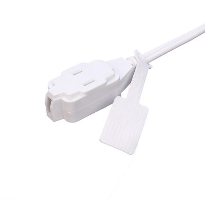White ETL Standard 2 Pin Plug With 18 AWG Cable Nema 1-15p to 1-15r Male to Female Extension Cord with 13A Rated Current