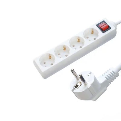 EU認証 H05VV-F 3x1.5mm2 4 ストップ電源 ストリップ 接続器 Euプラグ 16A のスイッチ付きソケット延長コード