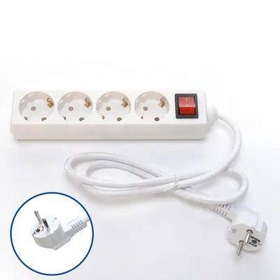EU認証 H05VV-F 3x1.5mm2 4 ストップ電源 ストリップ 接続器 Euプラグ 16A のスイッチ付きソケット延長コード