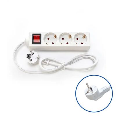 EU認証 H05VV-F 3x1.5mm2 4 ストップ電源 ストリップ 接続器 Euプラグ 16A のスイッチ付きソケット延長コード