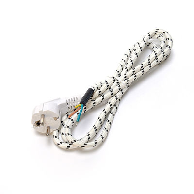 VDE Standard Power Cord for Steam Iron Commercial Rated Current 16A 3 Prong Cotton Braided AC Extension Cord