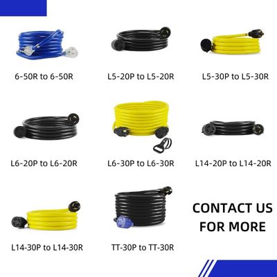 アウトドアヤードパーティ 125V 15A NEMA 6-50P/R 重荷 1/3/5/6/20FT 50M ライトエンドブルーマルチRvケーブル延長電源コード