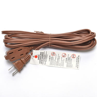 18AWG ETL パラレルワイヤ AC電源コード スイッチとソケット拡張コード ブラウン ETL 標準 PVC ジャケット USA 2 角