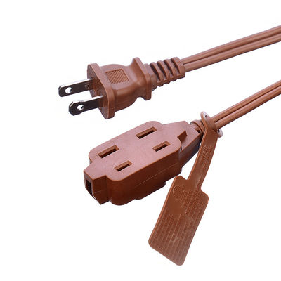 18AWG ETL パラレルワイヤ AC電源コード スイッチとソケット拡張コード ブラウン ETL 標準 PVC ジャケット USA 2 角