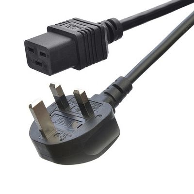 商業用ACプラグ IEC60320 C19コネクタ 3ピンラインリードストライプワイヤ電源コード イギリス BS標準3プロング供給 IECケーブル