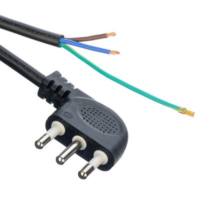 16A IEC 60320 C13 クローバーコネクタ ブラック イタリア標準 H05VV-F 3x0.75MM2 延長コード接地 標準接地