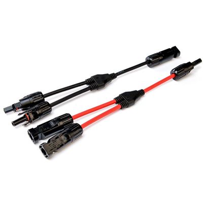 太陽光ケーブル PVワイヤの延長 ソーラーコネクタ PV004 Y ディバイダー ブラックとレッドペア H1Z2Z2-K DC 1500V 1X4mm XLPO 隔熱