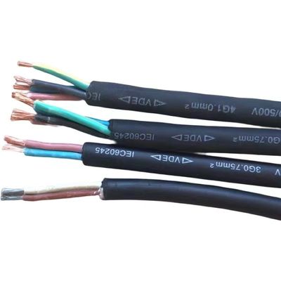 耐久性 多核銅線 電源コード 2/3/4/5/6 コアPVCゴムケーブル 10A 250V 覆い線