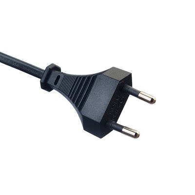 酸素のない赤糸銅導体 欧州標準 2ピン Euプラグ 電源コード 家庭用電器用のブラックプラグ