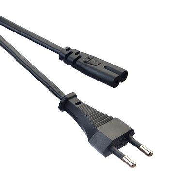 酸素のない赤糸銅導体 欧州標準 2ピン Euプラグ 電源コード 家庭用電器用のブラックプラグ