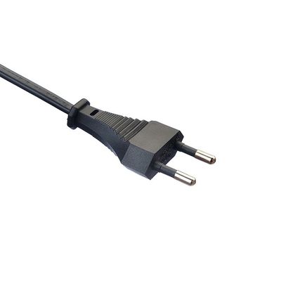 酸素のない赤糸銅導体 欧州標準 2ピン Euプラグ 電源コード 家庭用電器用のブラックプラグ