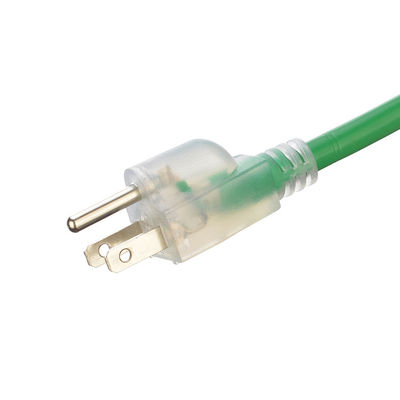 15FT Green Outdoor Extension Cord with 3 Prong Grounded Plug and 3 Electrical Power Outlets 16/3 SJTW Durable Green Cable