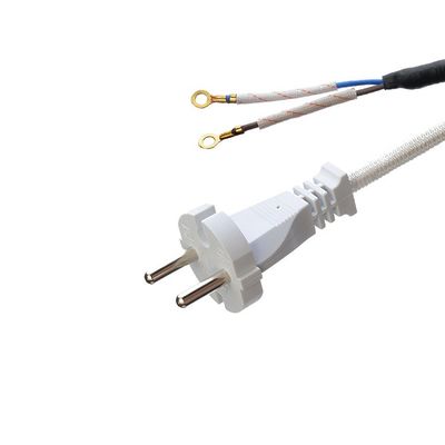 CEE 16A Electric Iron Cotton Cable VDE Black White Ac Power Cord Steam Home Appliance H03RT-F 3x42/0.15mm Male End Type