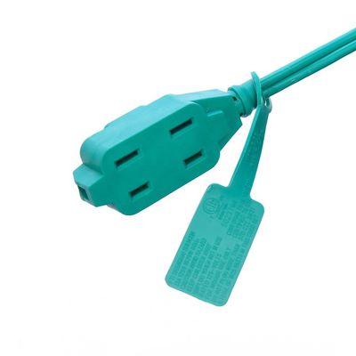 3 緑色PVCジャケット材料の3出口延長コード SPT-2 14/2 AWG 6FT/12FT 2 プーン電源帯と安全帽カバー
