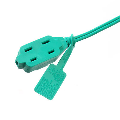 3 緑色PVCジャケット材料の3出口延長コード SPT-2 14/2 AWG 6FT/12FT 2 プーン電源帯と安全帽カバー